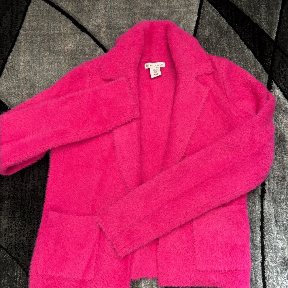 Sincerely Jules Hot Pink Fuzzy Jacket